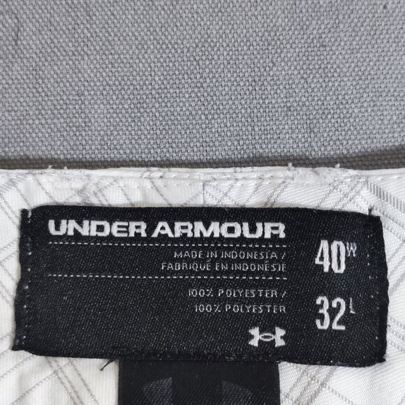 Under Armour Golf Pants men's 40X32 white grey check active wear polyester pants - Picture 6 of 13